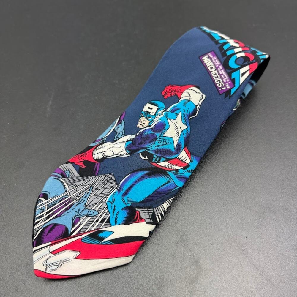 Esquire Neckwear Marvel Comics Captain America Watchdogs Silk Necktie USA